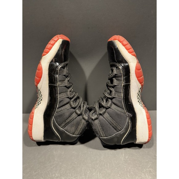 Size 5.5 Y / 7 W - Air Jordan 11 Retro GS 'Bred' Black Red Shoes Sneakers - Picture 5 of 6
